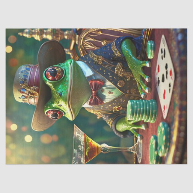 Papel De Seda Rana del jefe, Rana jugando cartas (Anverso)