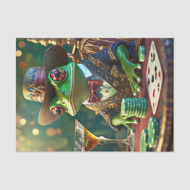 Papel De Seda Rana del jefe, Rana jugando cartas (Anverso)