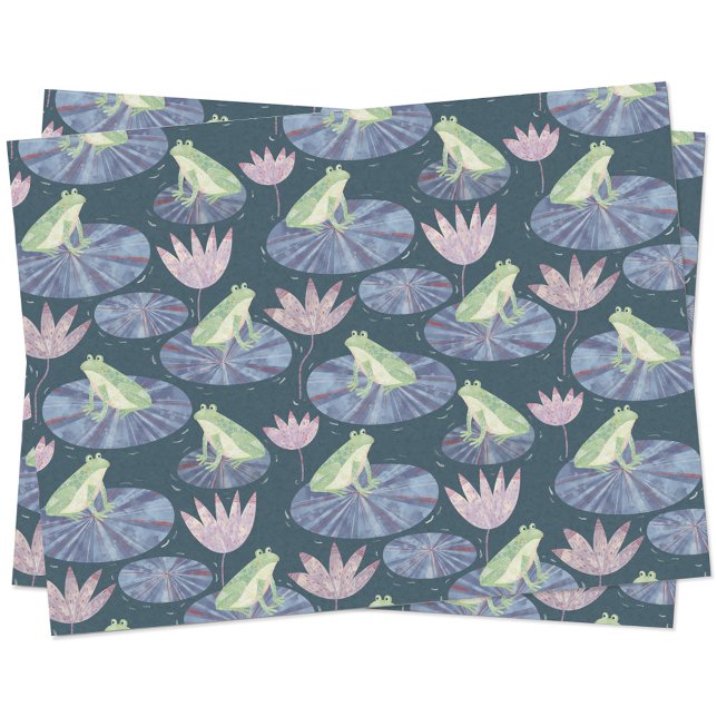 Papel De Seda Rana en un estanque de Lily (Frogs on lily leaves pattern tissue paper)