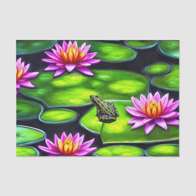 Papel De Seda Rana pequeña en Lily Pad (Anverso)