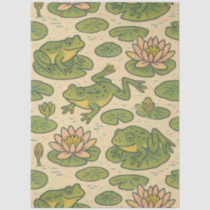 Papel De Seda Rana y hojas de lirio Nenúfares Ranas