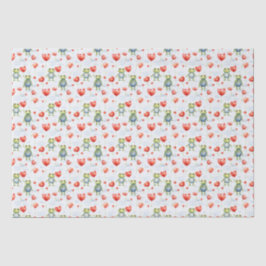 Papel De Seda Ranas y flores rojas