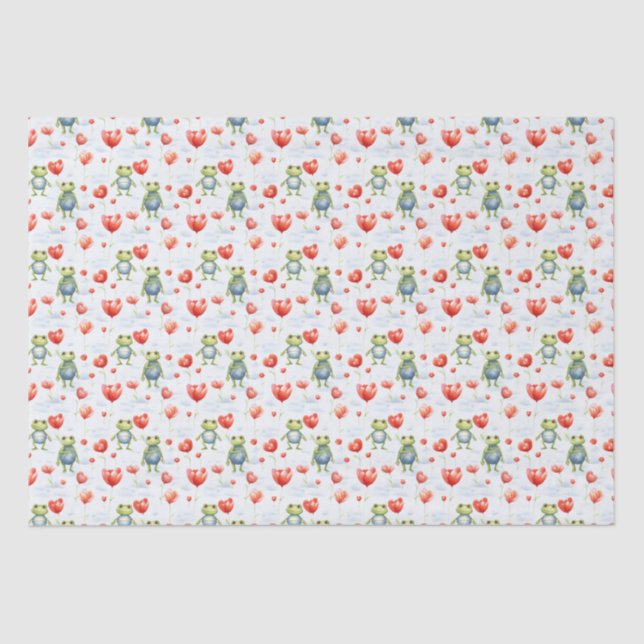 Papel De Seda Ranas y flores rojas (Anverso)