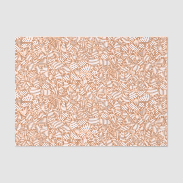 Papel De Seda Random Leaf Mosaic Dark Naranja (Anverso)