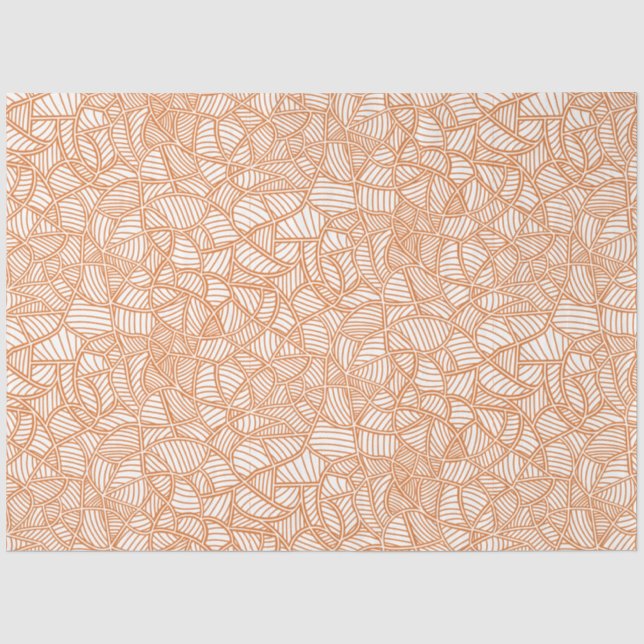 Papel De Seda Random Leaf Mosaic Dark Naranja (Anverso)