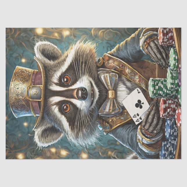 Papel De Seda Randy Rogue, Mapache Jugando Póquer (Anverso)