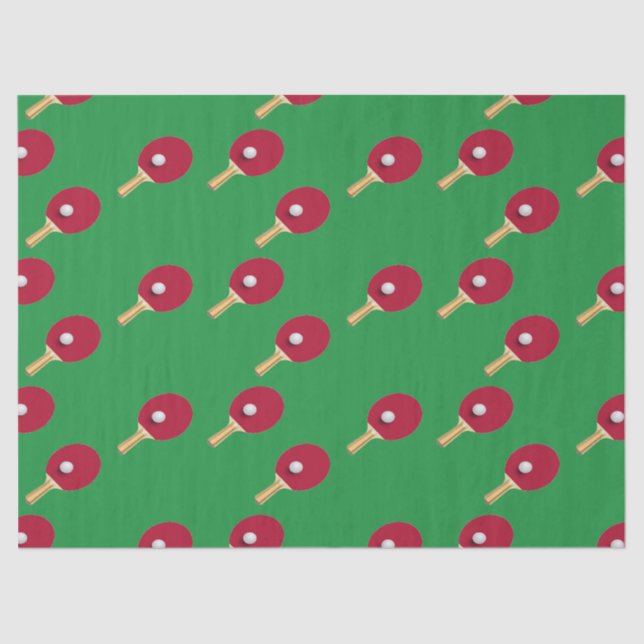 Papel De Seda Raqueta de tenis de mesa y bola en verde (Anverso)