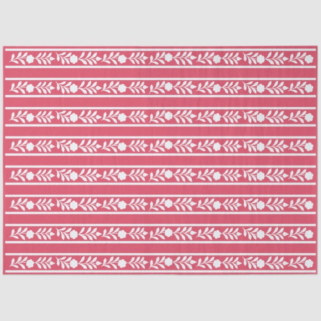 Papel De Seda Raspberry Bone Inlay Floral Border Decoupage Paper (Anverso)