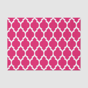 Papel De Seda Raspberry White Moroccan Quatrefoil Pattern #4