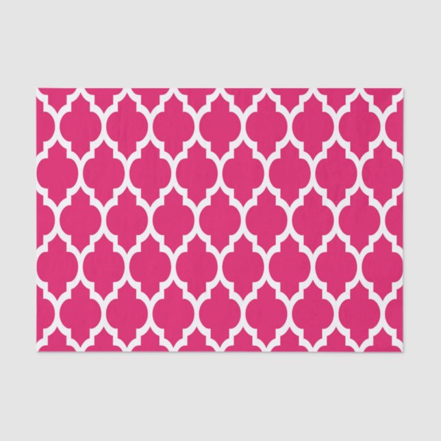 Papel De Seda Raspberry White Moroccan Quatrefoil Pattern #4 (Anverso)