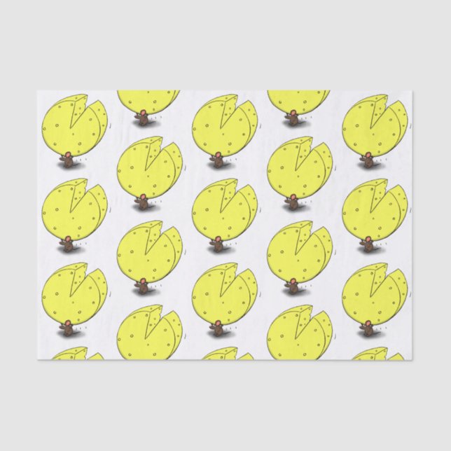 Papel De Seda Ratón blanco con ilustracion personalizado de ques (Anverso)