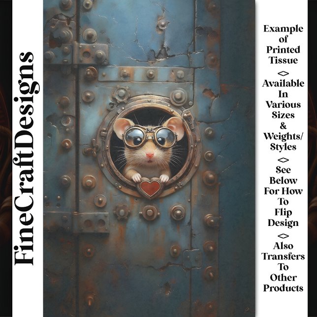 Papel De Seda Ratón blanco Steampunk y desenlace de corazón rojo (Subido por el creador)