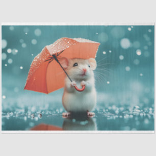 Papel De Seda Ratón con paraguas en lluvia: Escena del día lluvi