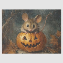 Ratón de Halloween Adorable con Calabaza para Deco