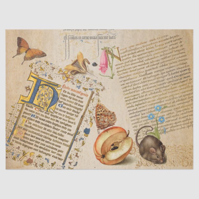 Papel De Seda Ratón de mariposa de flor de guión iluminado (Anverso)