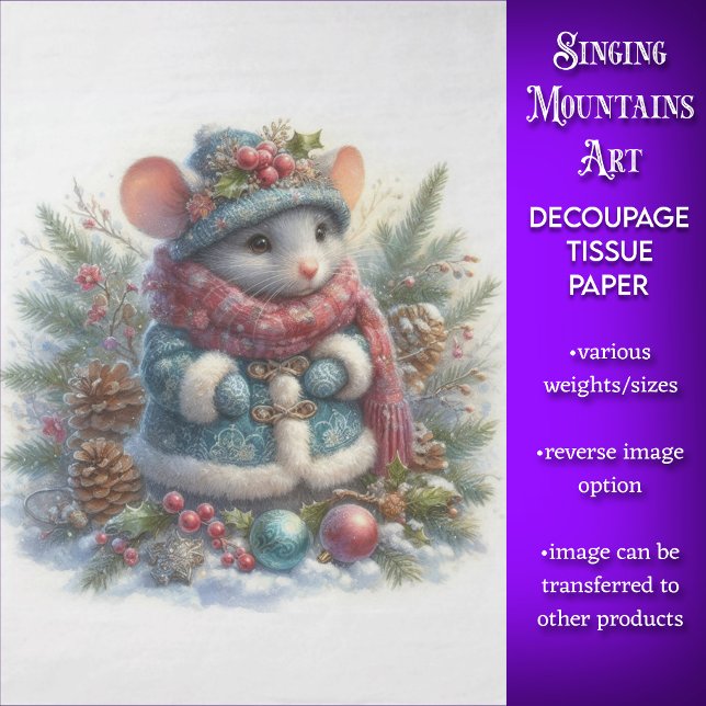 Papel De Seda Ratón de Navidad de Bosque Rústico Decoupage (Subido por el creador)