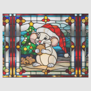 Papel De Seda Ratón de Navidad de Vidrio Pintado Falso Comiendo