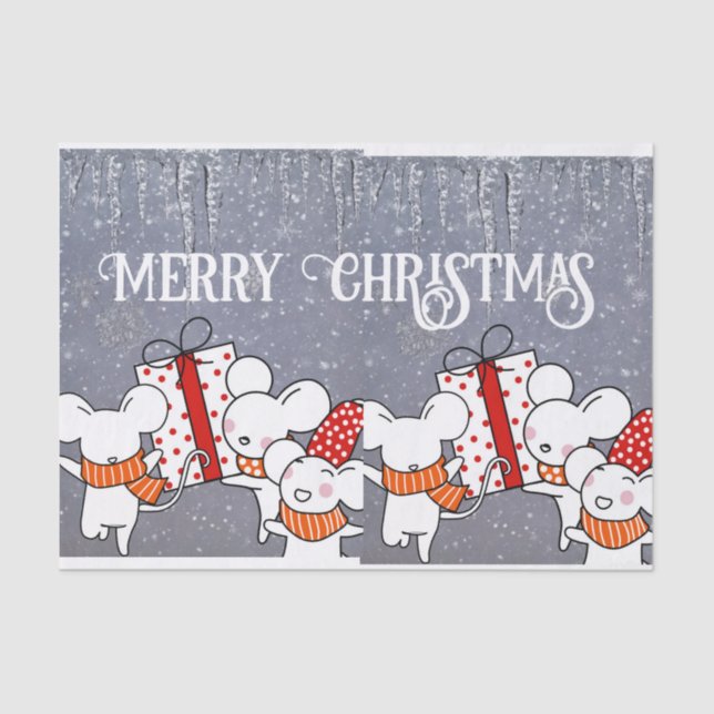 Papel De Seda Ratones blancos de cerezo listos para Navidades (Anverso)