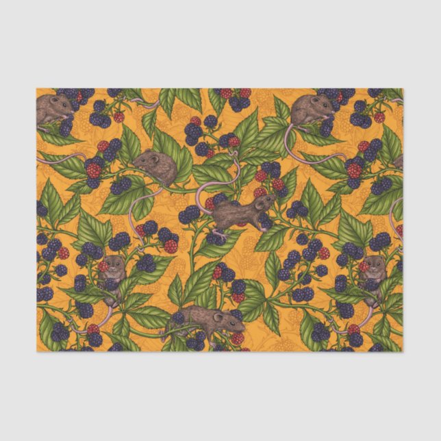 Papel De Seda Ratones y moras amarillas (Anverso)