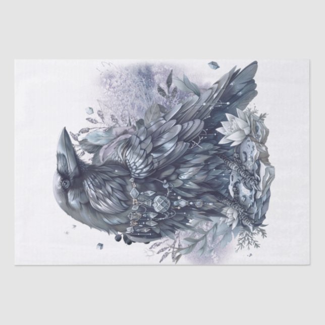 Papel De Seda Raven Bird Blue Mystical Sapphire (Anverso)