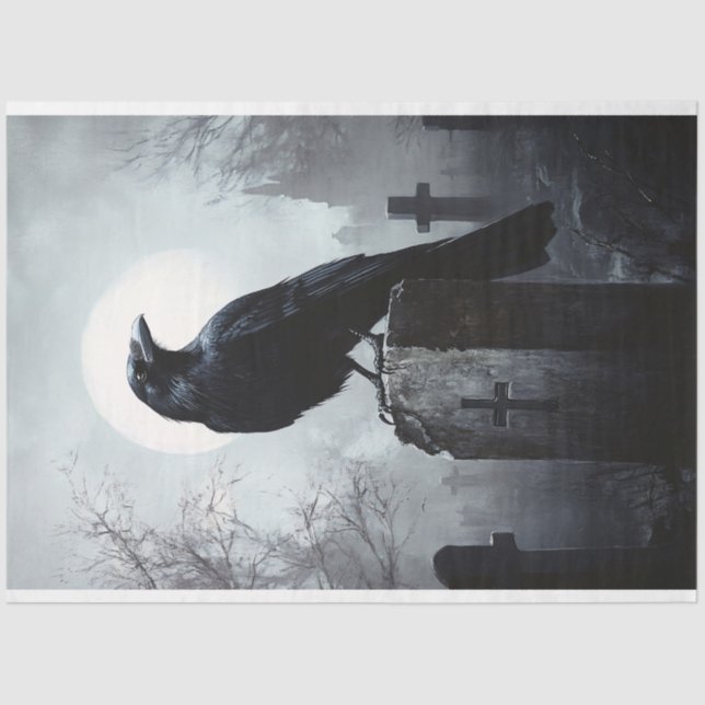 Papel De Seda Raven en el cementerio del desenlace gótico (Anverso)