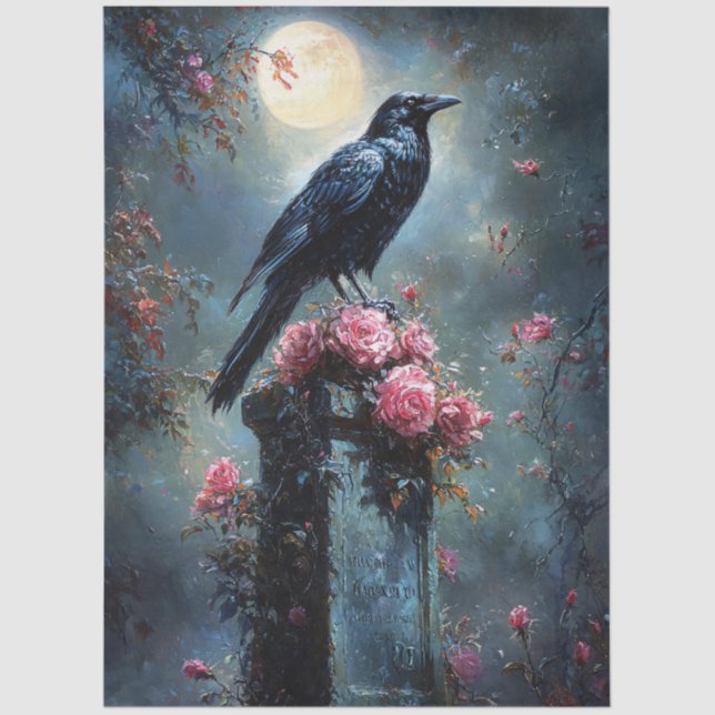 Papel De Seda Raven encaramado en una lápida (Anverso)