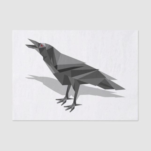 Papel De Seda Raven Geométrico Cubist Triángulos Blanco y Negro (Anverso)