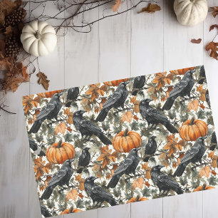 Papel De Seda Raven Halloween Calabazas acuarela Otoño