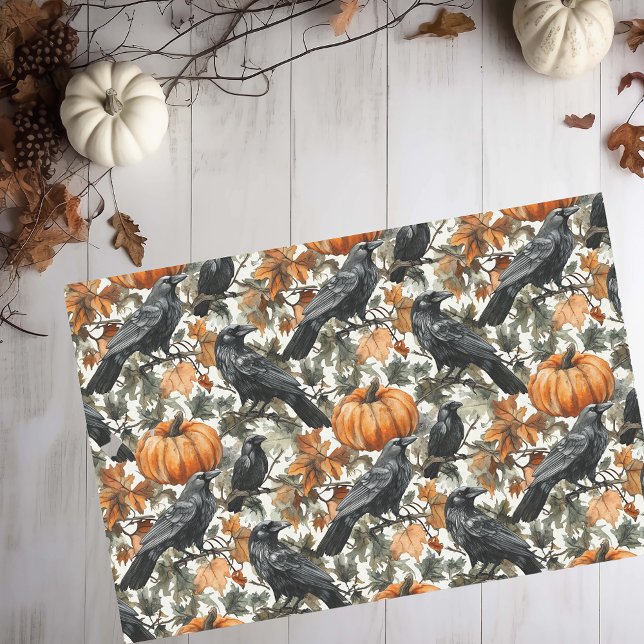 Papel De Seda Raven Halloween Calabazas acuarela Otoño (Subido por el creador)