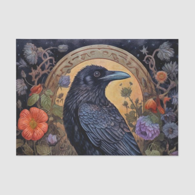 Papel De Seda Raven negro oscuro gótico (Anverso)