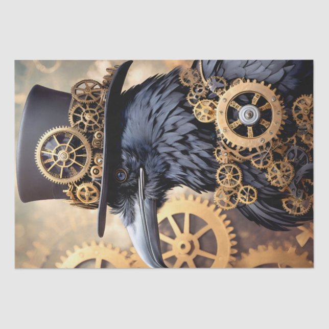 Papel De Seda Raven Steampunk Art (Anverso)