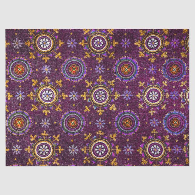PAPEL DE SEDA RAVENNA BYZANTINE MOSAIC PURPLE BLUE STARRRY NOCHE (Anverso)