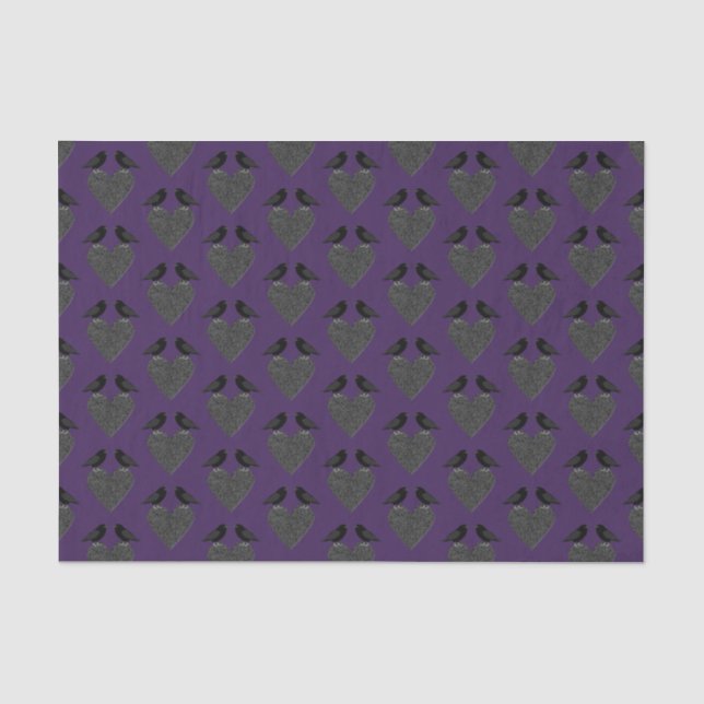 Papel De Seda Ravens góticas y corazón negro (Anverso)