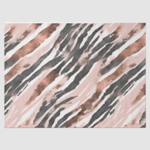 Papel De Seda Raya de cebra de cobre rosa sonrojado