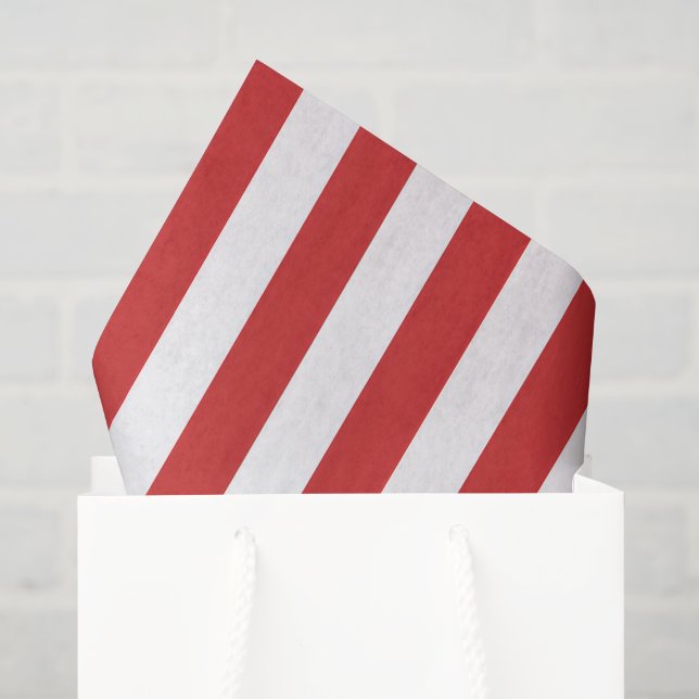 Papel De Seda Rayado Rojo Y Blanco  (Bolsa de regalo)