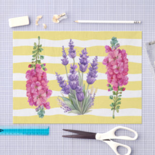 Papel De Seda Rayas amarillas bonitos Desnudos botánicos