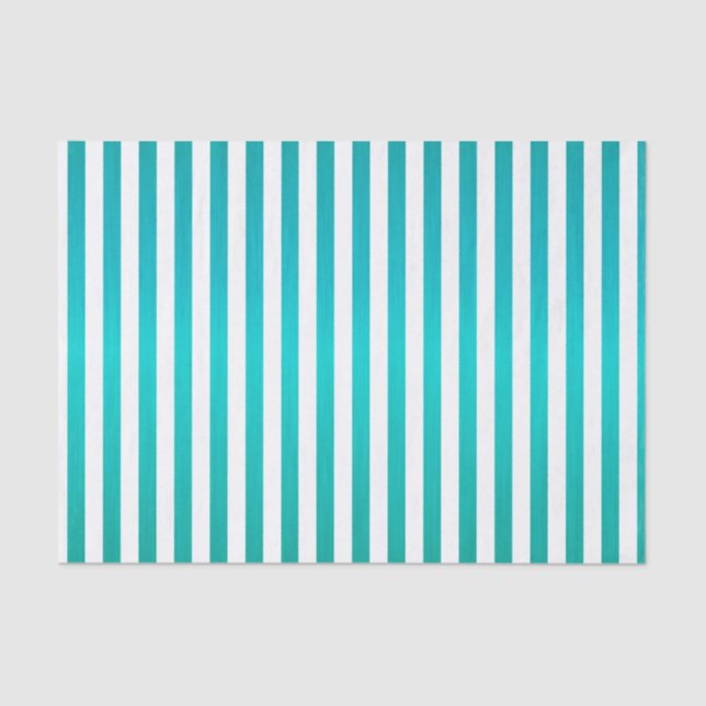 Papel De Seda Rayas azules y blancas verde azuladas ricas (Anverso)