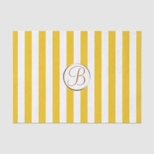 Papel De Seda Rayas Blancas Amarillas Monograma Letra Inicial