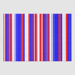 Papel De Seda Rayas blancas rojas y azules