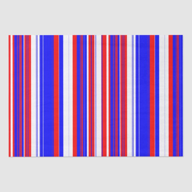 Papel De Seda Rayas blancas rojas y azules (Anverso)