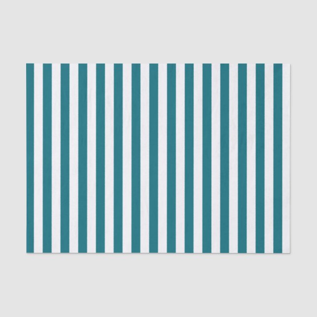 Papel De Seda Rayas blancas y azul turquesa (Anverso)
