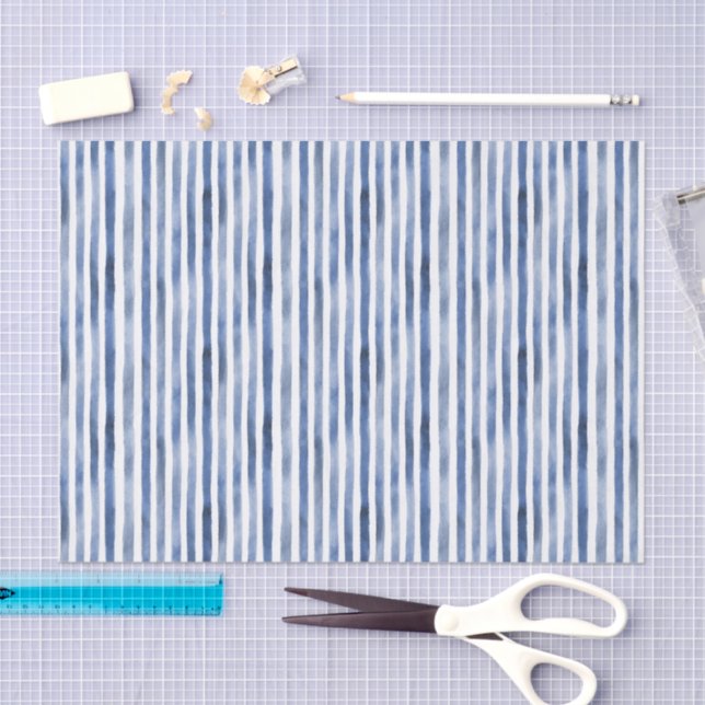 Papel De Seda Rayas Blancas y Azules Cumpleaños  (Artesanía)