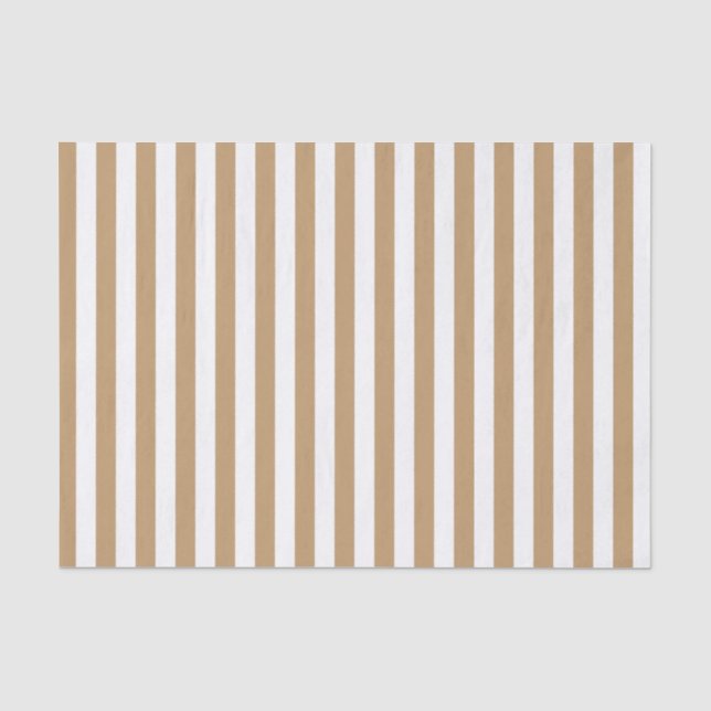 Papel De Seda Rayas blancas y marrones camello (Anverso)