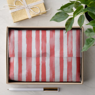 Papel De Seda Rayas Blancas y Rojas Navidad
