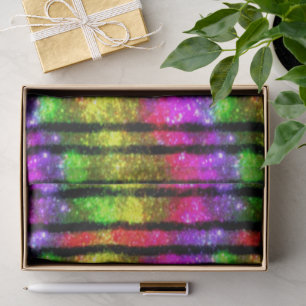 Papel De Seda Rayas Brillantes Arcoíris Neón