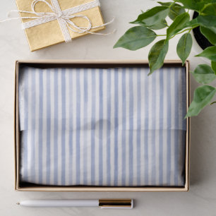 Papel De Seda Rayas de acuarela azules y blancas lindas