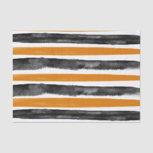 Papel De Seda Rayas de acuarela negras y naranjas de Halloween