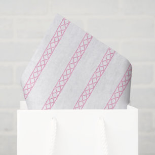 Papel De Seda Rayas de bambú rosadas y blancas a la acuarela