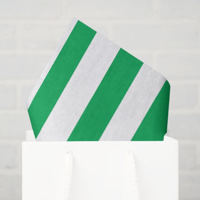 Papel De Seda Rayas de Cabaña Verdes y Blancas  (Bolsa de regalo)