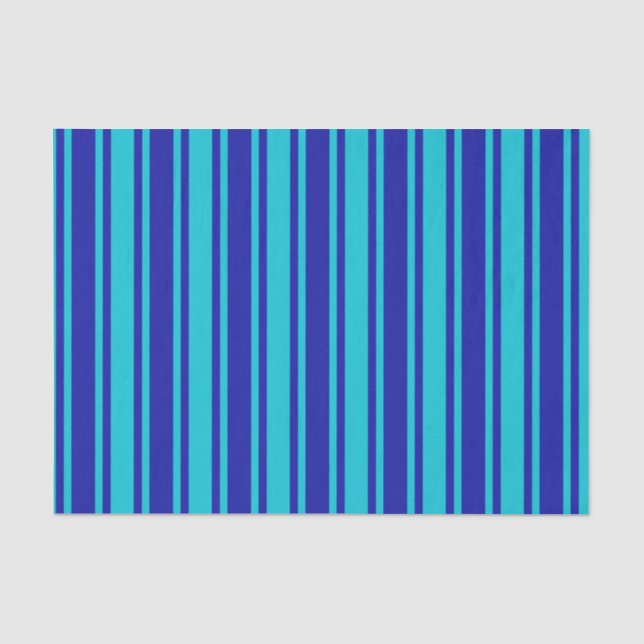 Papel De Seda Rayas de caramelo azul turquesa (Anverso)